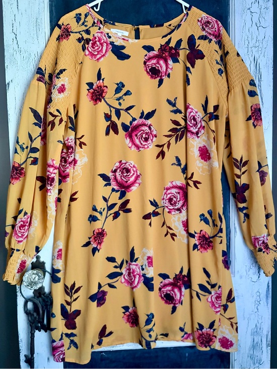 Maurices Dresses & Skirts - Maurices Mustard Floral Long Sleeve Dress